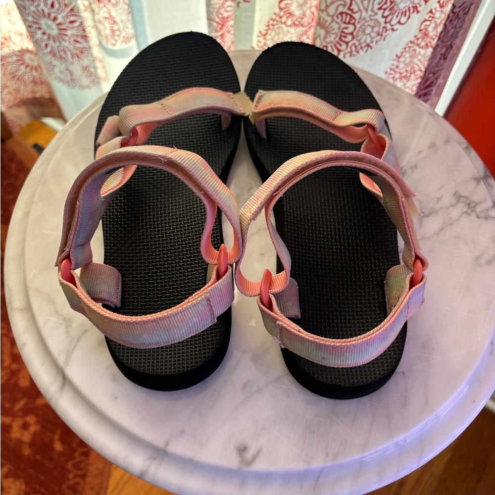 Women’s Black Sandals with Pink Ombre Straps